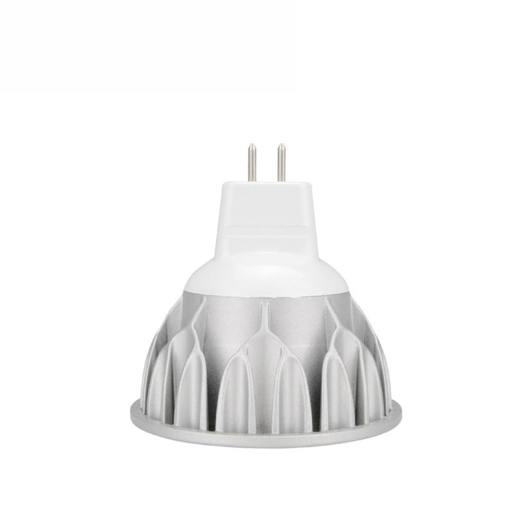 Fengyan Żarówki Domowe, Opakowanie 10 sztuk, żarówki LED COB Spotlight DC12V MR16 5W ściemnialne 45 stopni kąt wiązki światła szklana pokrywa dekoracyjna lampa domowa(Neutral White)