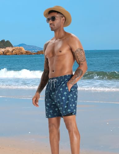 Image of APTRO Men's Swim Trunks with Compression Liner 5 Inch Bathing Suit Beach Swimsuits