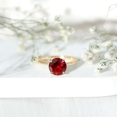 Certified Lab Grown Ruby 9 mm Round Shape Engagement Ring, AAAA Quality, Ruby Solitaire Ring - Ready to Gift4