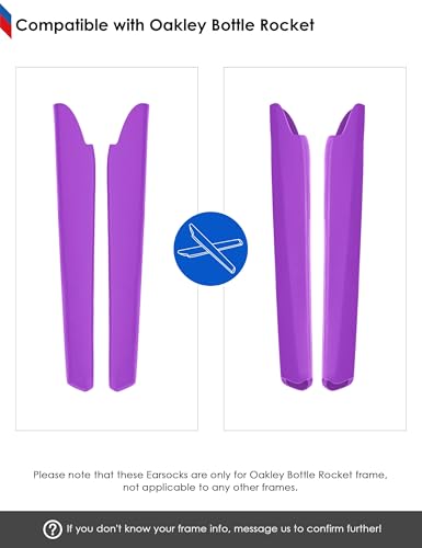 Image of BLAZERBUCK Replacement Temple Sleeves Ear Socks for Oakley Bottle Rocket OO9164 Sunglass - Black + Purple