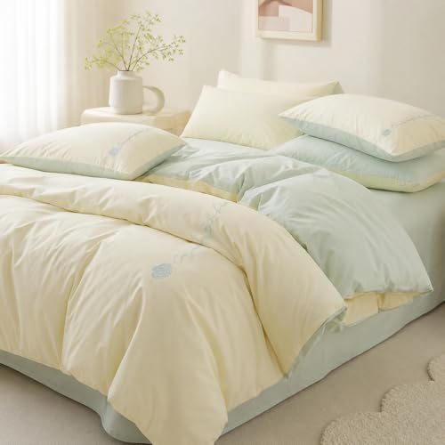 Parure de lit brodée haut de gamme avec taies d'oreiller confortables