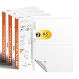Etiquetas Adhesivas Blancas, Crea tus Pegatinas Personalizadas para cualquier Superficie, Papel A4 Adhesivo Seguro, Etiqueta Adhesiva para Imprimir - Ofituria (2 por hoja, 300h)