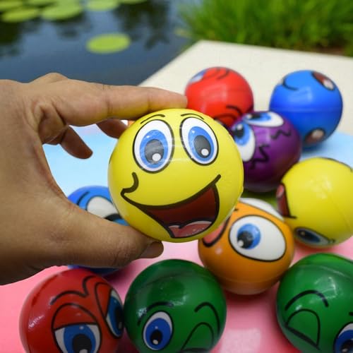 Image of Asera 12 Pcs Multi-Colored Printed Face Expression Soft Sponge Balls for Kids | Stress Relief Toys | Indoor & Outdoor Play | Birthday Return Gifts, Party Favors