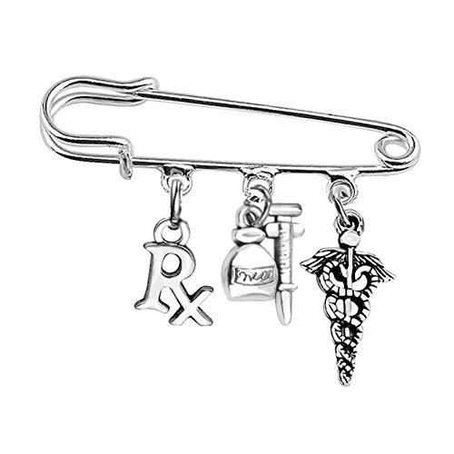 FEELMEM Pharmacy Pharmacist Safety Pin Brooch RX Symbol Pharmacy Charm Kilt Pin Brooch Gift for Pharmacy Technician (RG-RX)