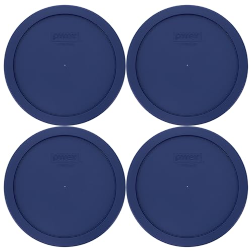 Pyrex 7402-PC 6/7-Cup Blue Replacement Lid for 7402 Sculpted Mixing Bowl & 7203 Bowl (4-Pack) - Made in the USA