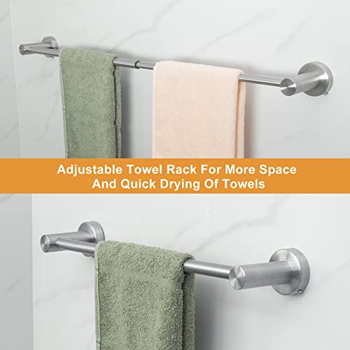 Pafino Towel Racks For Bathroom - 2-Piece Bathroom Hardware Set Brushed Nickel,Bath Towel Racks For Bathroom Wall Mount Adjustable 16In - 27In,Stainless Steel Bathroom Towel Holders Included 2* Hooks #TOP4