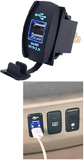 مفتاح شاحن فرعى لتابلوة السيارات - شاحن واديو مزدوج USB - ( اضاءة ليد ، DC: 5V / 3.1 A ، متوافقة مع كل السيارات ، كود : 3932) - من كابر تريد