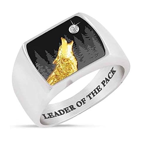 Retro Wolf Totem Rings Fashion Animal Norse Punk Hip Pop Forest Wolf Ring Gothic Design Band Men's Biker Ring Personalized Jewelry for Men Boy Cover