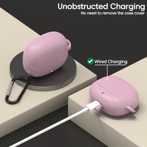 Image of Sounce Soft Silicone Protective Case Cover, Boat Airdopes Plus 311 (2025 Launch) Shockproof, Scratch-Resistant, Dustproof Earbuds Case with Keychain Clip, Easy Portability, (Pink)