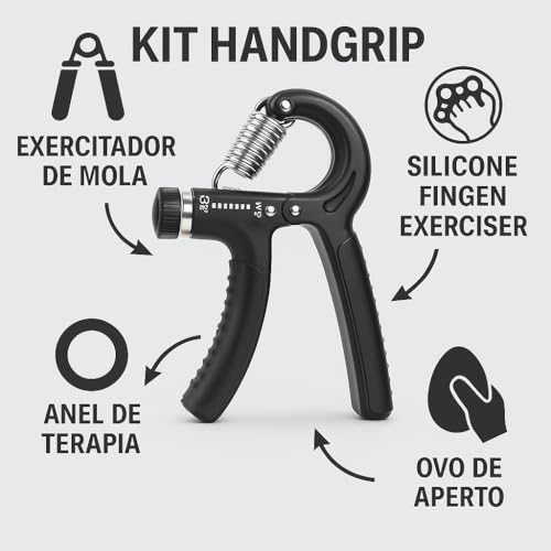 Hand Grip Ajustável Premium 60KG - Exercitador de Mãos, Punhos e Antebraços para Fisioterapia, Muscu