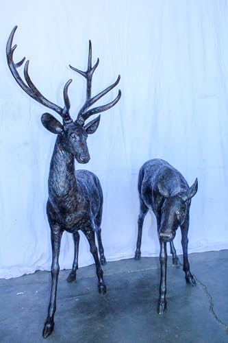 Par de estatuas de ciervo en bronce tamaño natural miniatura 2