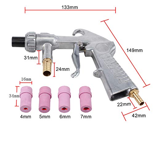 Amtovl Sand Blasting Guns Sandblaster + 4Pcs Ceramic Nozzles + Extra Iron Nozzle Tip Set #TOP1