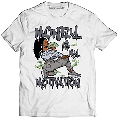T Shirt to Matching Jordan 11 Low Cool Grey White Shirts Hipster Hip-Hop Tshirts Sneakers Matching for Woman for Girls Money is My Moviation (XL, White - Money is My Moviation)