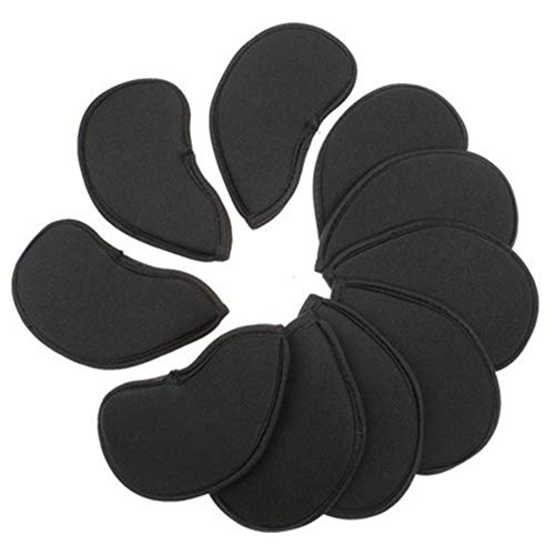 Sappsen Sword &Shield Sports 10Pcs Golf Head Cover Club Iron Putter Head Protector Set Neoprene Black Golf Club Head Cover Fit Most Irons #TOP2