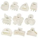 White Small Claw Hair Clips for Women Girls,10Pcs Hair Clips Double Row Teeth Hair Clips Medium Matt