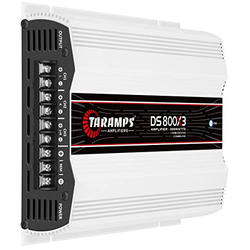TARAMPS DS800X3.1 DS 800x3 800 Watts RMS 3 Channels 1 Ohm Amplifier Multichannel Class D Full Range, Crossover High/Low Pass Bridgedable, Aluminium, RCA, Car Show Power System