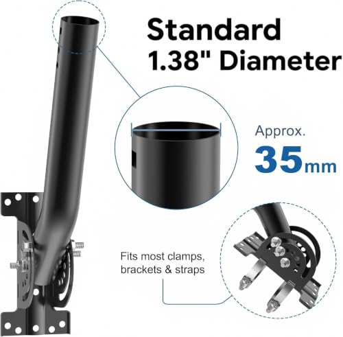 Image of Universal Wireless Bridge Mount | Pole & Wall-Mounted Antenna Mast for Outdoor Antennas, Starlink Extender, Weather Stations & WiFi Extenders | 1.36'' Diameter x 11'' Length (Black-4Pack)