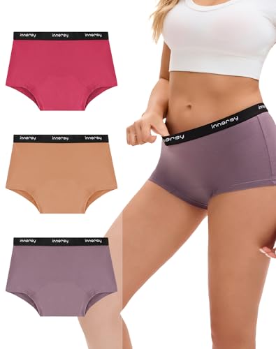 Image of INNERSY Womens Period Boxers Underwear Leak Proof Boy Shorts 3-Pack