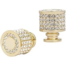 Gold Cabinet Knobs, 4 Pack Drawer Dresser Knobs, with Sparkle Bling Crystal Diamond Rhinestone, for Kitchen Bathroom Bedroom, Zinc Alloy, Polished Cabinet Hardware