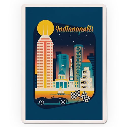 Lantern Press Skyline Retro Indianapolis 52 Naipes Póker miniatura 3