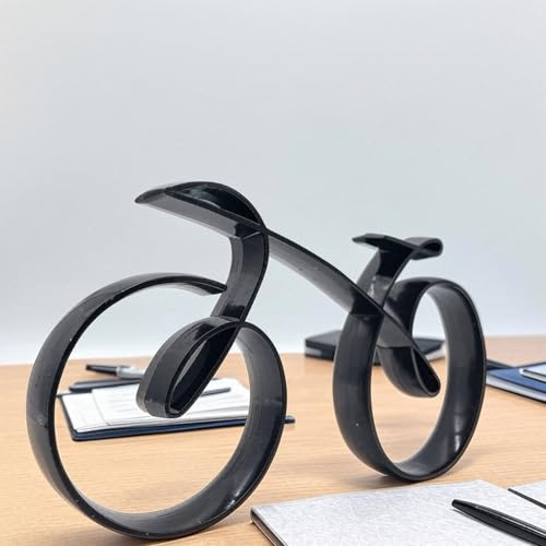 Minimalist Bicycle Sculpture - Handmade Iron Wire Art Decor, Modern Industrial Ornament for Home Office Garden Bookshelf, Wall Tabletop Rust-Proof Metal Bike Statue Decoration, Cycling Enthusiast Gift