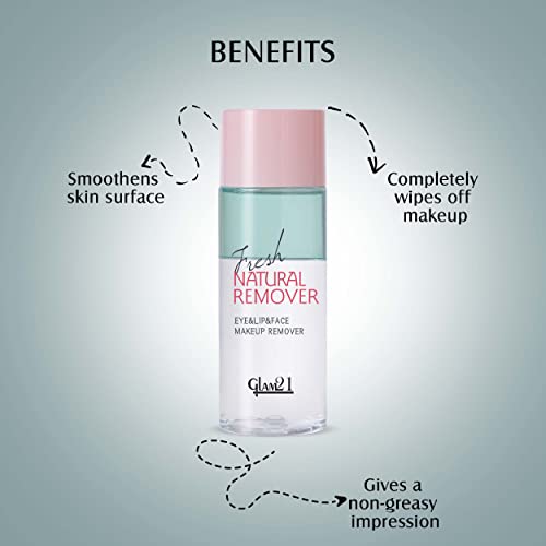 Image of Glam21 Makeup Remover for Water-Proof & Long Lasting Makeup| Mild & Residue Free| Non-greasy | Smoothens Skin - 100mL