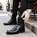 DADAWEN Men's Leather Chelsea Boots with Belt Buckle Fashion Classic Side Zipper Casual Chukka Booties Formal Ankle Dress Boots for Men Black US Size 12