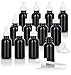 1 oz Black Glass Luxury Boston Round Bottle with White Dropper (12 Pack) + Funnel