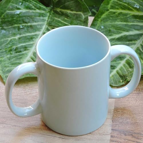 Soskakiist Dual Handle Mug | Two Handled Ceramic Drinking Mug for Secure Hold | 11.83 Fl. Oz. (350 Ml) - Mint Green Color image 5