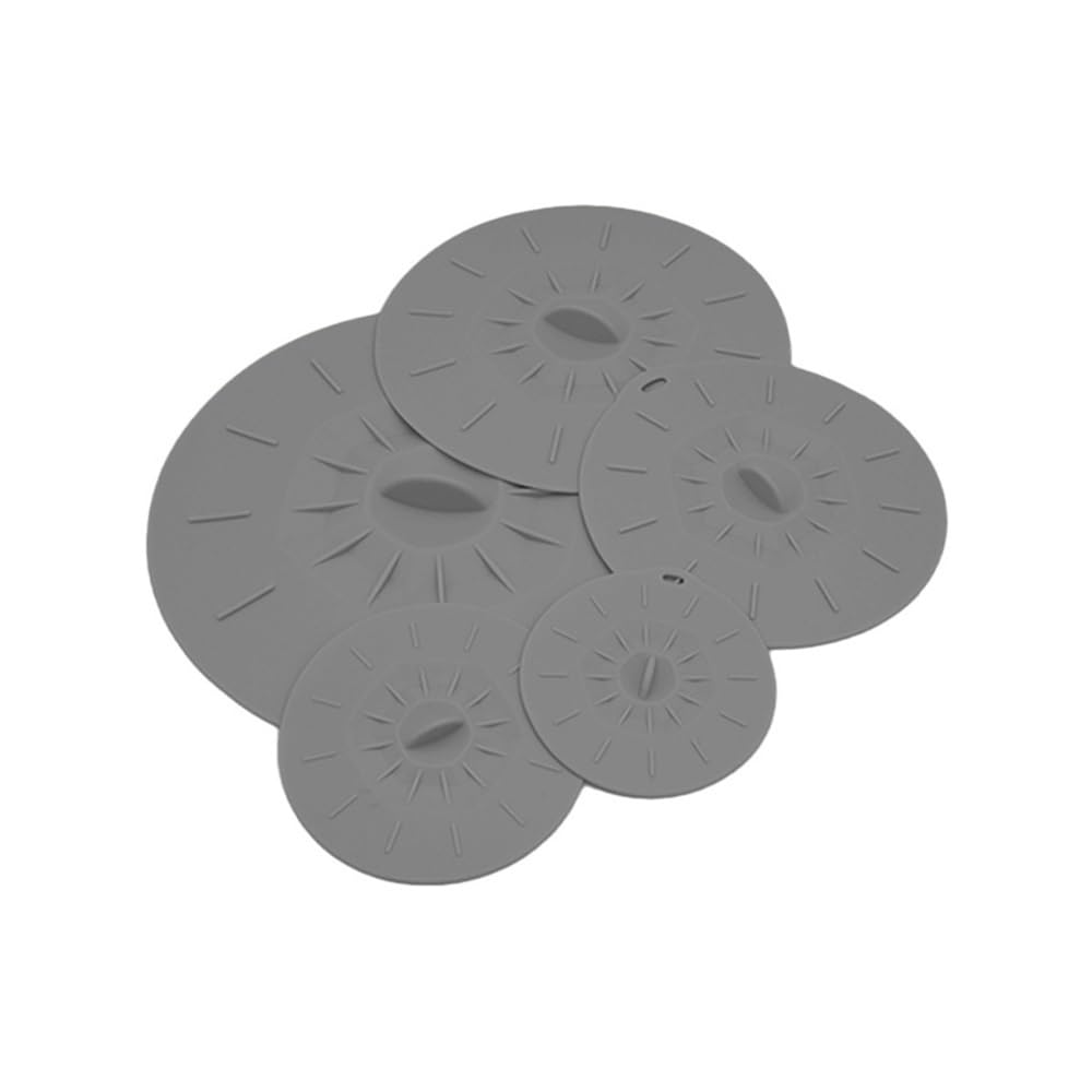Shungong 5Pcs Silicone Microwave Bowl Covers - Reusable Spill-proof Suction Lids For Pots And Pans(Grey)