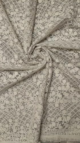 Étole georgette brodée et fil zari 82cm pour accessoiriser une robe de mariage