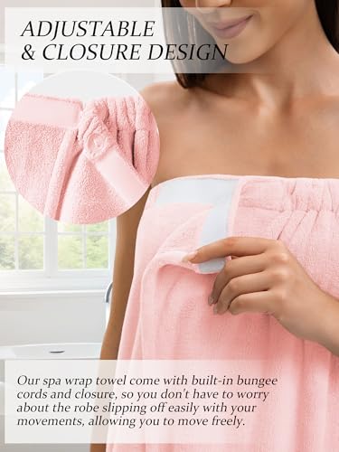 Image of Towel Wrap For Women After Shower,Plush Bath Robe Female,Sauna Spa Wrap Around Towels With Pockets