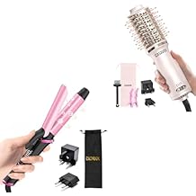Mini Curling Iron for Travel,110240V Dual Voltage with European Plug Adapter,Small Curling Iron for Short Hair,Tiny Curling Irons for Women,Anti-Scald Cover,Auto-Off,5 Temp Digital Settings,1 Inch