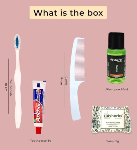 Image of Pack-50kit Morning Kit In Card Box and Free Dental Floss With Each Kit | Hotel Accessories | Hotel Guest House Toiletries Kit | 20 Ml Shampoo, 15g Soap, Comb, 8g Toothpaste & A Brush