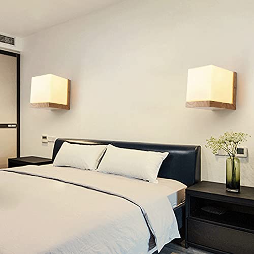 Aplique de pared de candelabro de madera y lámpara de noche de vidrio 3
