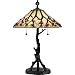 Quoizel AG711TVA Agate Tree Tiffany Table Lamp, 2-Light, 150 Watts, Valiant Bronze (25" H x 17" W)