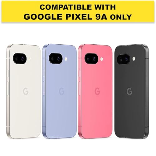 Image of RIGGEAR Shockproof Sleek Hybrid Armor 360 Rotating Magnetic Ring Stand Back Cover Case Compatible with MagSafe Accessories for Google Pixel 9A (Clear PC + Black TPU Bumper)