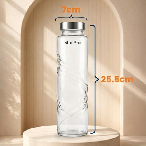 Image of Glass Lunch Box with 2 Compartments | Leakproof Borosilicate Glass Lunch Container with Airtight Lid | BPA Free Tiffin Box for Office, School & Travel (1x570ml + 1xHurricane Glass Bottle)
