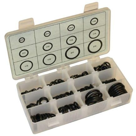 Global O-Ring Nitrile (Buna-N) O-Ring Kit – 90 Durometer Black, 200 Pieces in 12 AS568 Sizes – High-Pressure Seals for Automotive, Hydraulic, and Industrial Applications