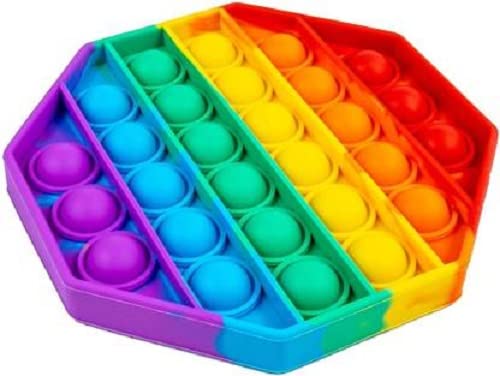W.A Bakers Pop Its Rainbow Heart Sensory Fidget Toy Gift, Toy Kids (Haxagon Shape)