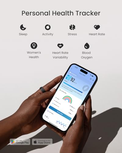 Image of RENPHO Lynx Smart Ring-All Day Sleep & Activity Tracking, Includes Charging Case, 7-Day Battery Life, Subscription-Free App for iOS & Android, Size Before You Buy (Black, Size 8)