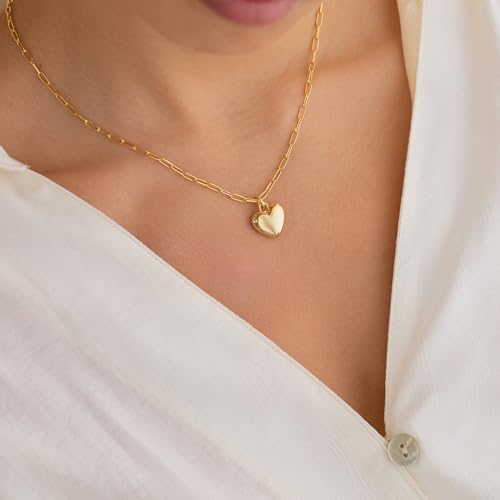 BAYLAY Gold Heart Necklace for Women Girls, 18K Gold/Silver Plated Cute Heart Pendant Charm Necklace Dainty Gold Heart Necklace Gold Jewelry Christmas Gifts for Women Teen4