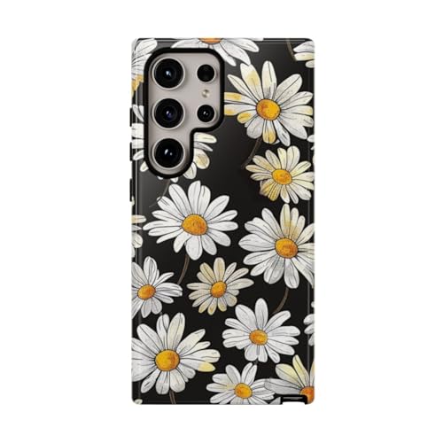 Coque marguerites blanches Samsung S24 Ultra rigide brillante anti-rayures
