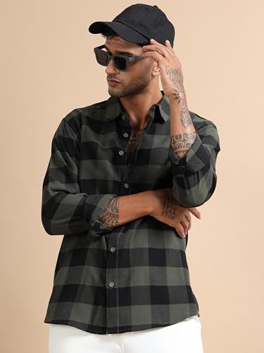 Image of StitchX Men's Slim Fit Brushed Cotton Buffalo Checkered Shirt
