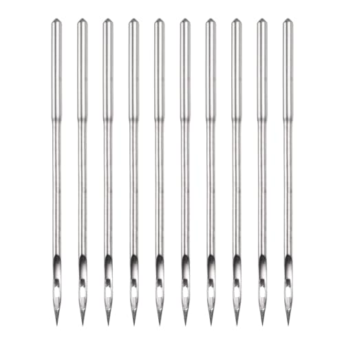 sourcing map 10 aghi per punteruolo da cucito in tela e pelle, con foro rotondo, per cucito a mano, punteruolo, aghi di ricambio per artigianato in pelle, riparazione scarpe, tessuti pesanti