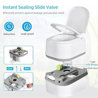 24L Portable Camping Toilet, Compact Flushing Chemical Toilets for Campsite, Hospital, Caravan, Boat w/Carrying Handle and Paper Holder