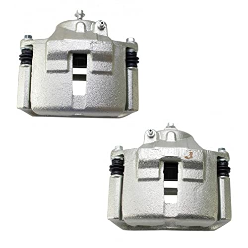 Image of TRQ Front Driver and Passenger Side Brake Caliper Set Caliper Brackets Hardware Compatible with 2001-2007 Ford Taurus 2002 Lincoln Continental 2001-2005 Mercury Sable