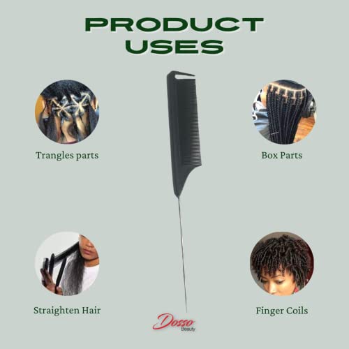 Peine cola de rata Dosso Beauty negro resistente al calor miniatura 4