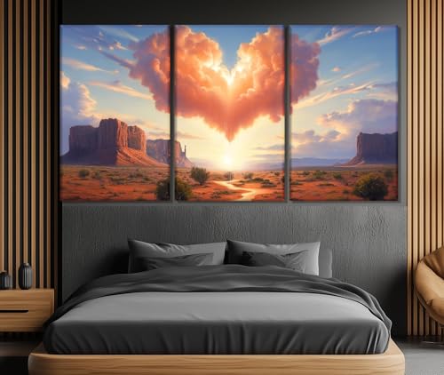 Impression sur toile nuage cœur pour réveiller un mur blanc avec une décoration romantique