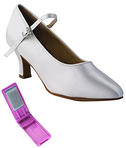 Very Fine Dance Shoes - Ladies Standard, Smooth Ballroom Dance Shoes - SERA5522-2.5-inch Heel and Foldable Brush Bundle